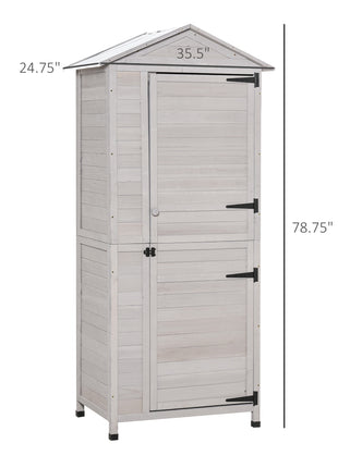 Wooden Garden Cabinet 4-Tier Storage Shed Lockable Organizer w/ Foot Pad Handle