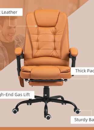 7-Point Vibrating Massage Office Chair High Back Massaging Office Desk Chair with Lumbar Support, Footrest, Light Brown