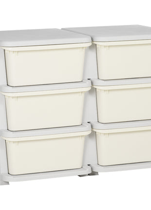 3 Tier Kids Storage Unit, Toy Organizers and Storage with 6 Drawer Chest for Kids Bedroom Nursery Kindergarten Living Room for Boys Girls Toddlers, Cream White