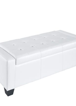 50.5" Faux Leather Rectangular Tufted Storage Ottoman for Living Room, Entryway, or Bedroom, White