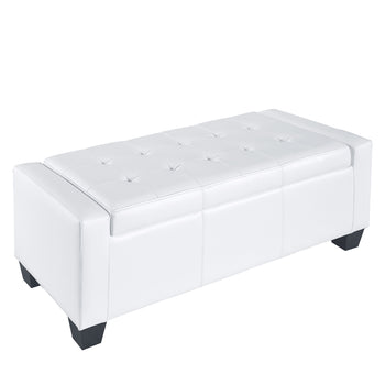 50.5" Faux Leather Rectangular Tufted Storage Ottoman for Living Room, Entryway, or Bedroom, White