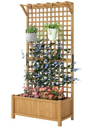 Wood Planter with Trellis for Vine Climbing, Raised Garden Bed, Privacy Screen for Backyard, Patio, Yellow