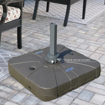 Square Cantilever Patio Umbrella Base with 4 Wheels for Easy Moving, Heavy Duty Umbrella Stand Weight, 330 lb Capacity Sand or 286 lb Capacity Water, Coffee