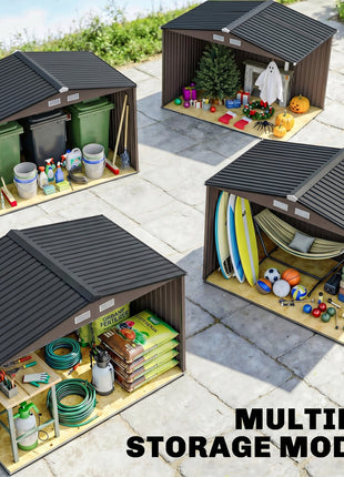 Outdoor Shed Garden Storage Shed Tool Storage Building with 4 Vents and 2 Sliding Doors, 9 x 6 FT, Brown
