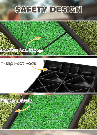 Folding Dog Ramp for Car, 61 Inches Portable Pet Ramp with Non Slip Grass Surface, Raised Side Rails
