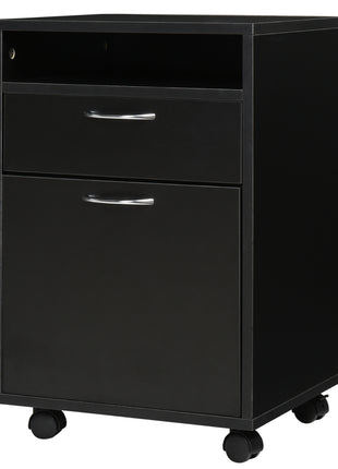 Mobile Storage Cabinet Organizer with Drawer and Cabinet, Printer Stand with Castors, Black