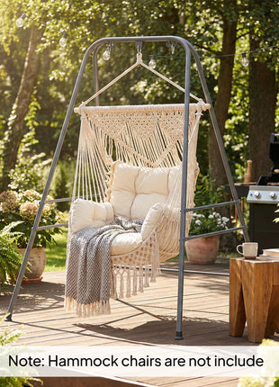 Hammock Chair Stand  Indoor and Outdoor Use with Anti-Slip Foot Pads, 2 Carabiners, Gray