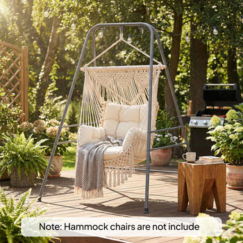 Hammock Chair Stand  Indoor and Outdoor Use with Anti-Slip Foot Pads, 2 Carabiners, Gray