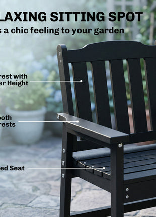 All-Weather Patio Chair, HDPE Patio Dining Chair, Heavy Duty Wood-Like Outdoor Furniture for Garden, Backyard, Deck, Porch, Lawn, Black