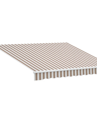 12' x 8' Retractable Awning Patio Awnings Sun Shade Shelter with Manual Crank Handle, 280g/m² UV & Water-Resistant Fabric and Aluminum Frame for Deck, Balcony, Yard, Beige