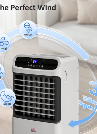 3-In-1 Ice Cooling Fan, Mobile Evaporative Air Cooler with Remote, Timer, Oscillating for Home Office, Bedroom, Gray