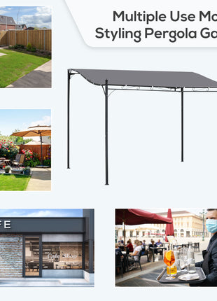 10' x 13' Outdoor Pergola Gazebo, Steel Patio Canopy with Weather-Resistant Fabric and Drainage Holes, Gray