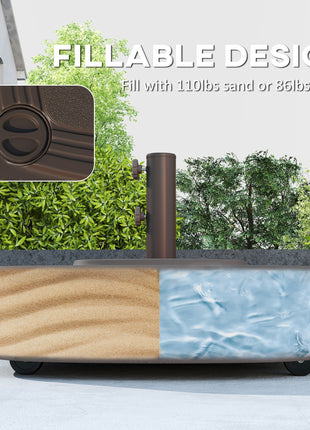 Patio Umbrella Base Outdoor Umbrella Stand with Wheels for 1.5"/1.9" Umbrella Poles