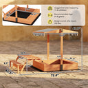 Kids Sandbox with Lid, Wooden Sand Pit with Canopy, Foldable Picnic Table, Bench Seats, Bottom Liner, Cover, Brown