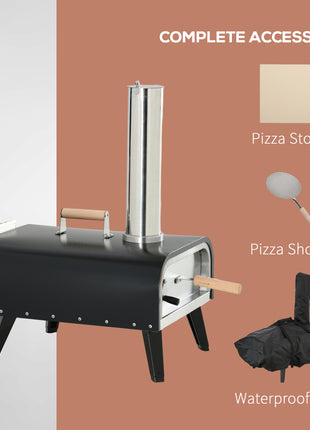 Pellet Wood Fired Pizza Oven Outdoor Pizza Maker with 12" Stone, Peel and Waterproof Cover