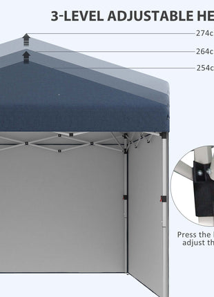 10' x 10' Pop Up Canopy with Sidewalls, Weight Bags and Carry Bag, Height Adjustable Tent for Parties, Navy
