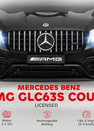 Toddler Ride On Car (Mercedes Benz AMG GLC63S Coupe) Electric Kids Ride On Car with 2 Speed, MP3 Player, Light, Horn, Songs, Suspension - Fun for Toddlers and Kids - Black