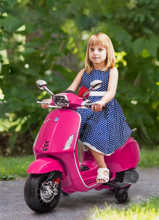 Vespa Licensed Kids Motorcycle 6V Toddler Motorcycle with Music, FM Radio, Headlight, Pink