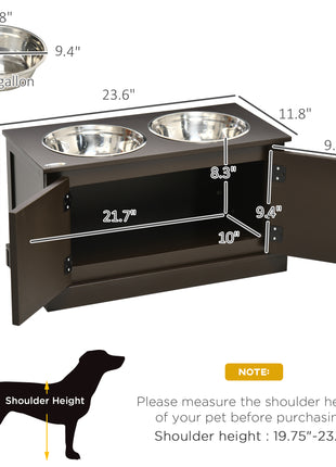Elevated Dog Bowls with Storage, Two Stainless Steel Bowls for Large Dogs, Coffee