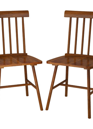 Dining Chairs Set of 2, Farmhouse Wood Kitchen Chairs with Rubber Wood Frame, Spindle Back for Dining Room, Light Brown
