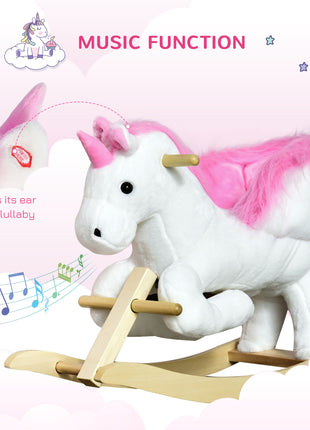 Unicorn Baby Rocking Horse Toy for Kids with Lullaby Song, Plush Ride on Horse with Heavy-Duty Support System, Pretend Play Interactive Toy for Toddlers 18-36 Months