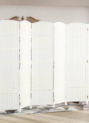 Folding Room Divider Screen 6 Panel 5.6 ' Tall Privacy Screen Freestanding Room Partition for Home Office, White