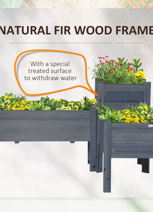 Raised Garden Bed Set of 3, Elevated Wood Planter Box with Legs and Bed Liner for Backyard and Patio to Grow Vegetables, Herbs, Gray