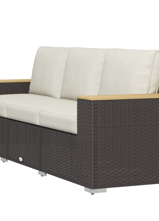 3-Seat Outdoor Patio Sofa, PE Wicker Outdoor Couch with  Extra Wide Deep Seat, Wide Armrests 4" Cushions, Beige