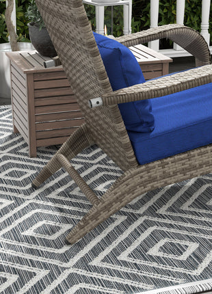 Wicker Adirondack Chair Fire Pit Chair w/ Ottoman & Cushions, Blue