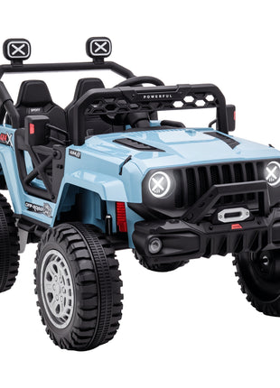 12V Kids Ride on Car with Remote Control, Battery-Operated Ride on Toy with Spring Suspension, Led Lights, Music, Horn, 3 Speeds, USB, MP3, Blue