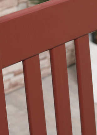 Outdoor Rocking Chair Set of 2, Patio Rocking Chair with Smooth Curves, High Density Wooden Rockers for Lawn Garden Porch, Supports Up to 350lbs, Wine Red