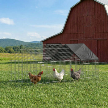 Metal Chicken Coop with Cover for Backyard Small Animals Duck Rabbit, 71" x 29.5" x 29.5", Black
