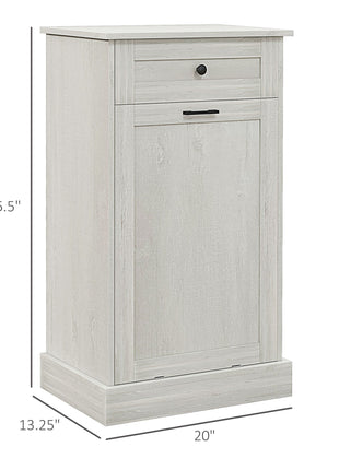 Kitchen Tilt Out Trash Bin Cabinet Free Standing Storage Cabinet with Drawer, Light Gray
