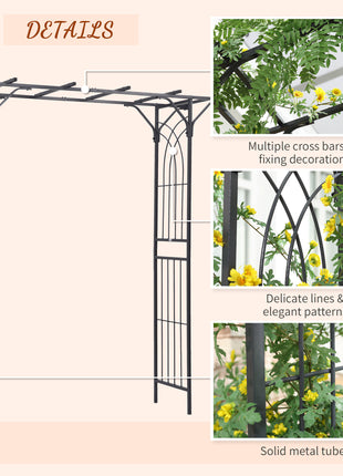 82'' Decorative Metal Garden Trellis Arch with Durable Steel Tubing & Elegant Scrollwork, Perfect for Weddings