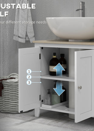 Pedestal Sink Storage Cabinet, Under Sink Cabinet with U-Shape and Adjustable Internal Shelf, White
