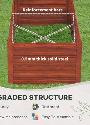 Galvanized Raised Garden Bed, Steel Outdoor Planters with Reinforced Rods, 71" x 36" x 23", Dark Brown