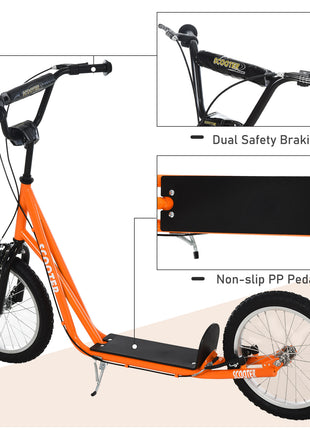 Youth Scooter Kick Scooter for Kids 5+ with Adjustable Handlebar Front and Rear Dual Brakes, Orange