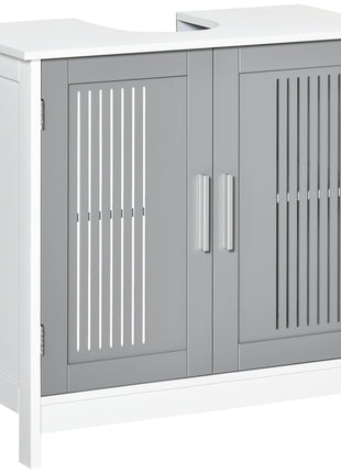 Under Sink Pedestal Storage Bathroom Cabinet, Gray White