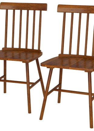 Dining Chairs Set of 2, Farmhouse Wood Kitchen Chairs with Rubber Wood Frame, Spindle Back for Dining Room, Light Brown
