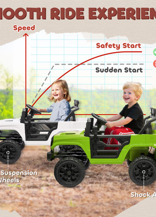 12V 4x4 Kids Electric Car w/ 2WD/4WD Switchable, Remote Control, Spring Suspension System, Back Trailer, Camouflage