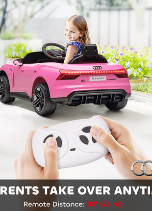 Licensed Audi RS e-tron GT 12V Ride On Car Truck for Kids, Electric Car Ride On Vehicle w/Parent Remote Control, Music, Lights, for Toddlers, Pink
