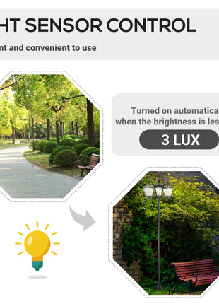 Outdoor Lamp Post Lights, Triple Head Solar Powered Lamp, Street Vintage Solar Post Lamp, for Backyard, Garden Pathway, Driveway, 72 Inches