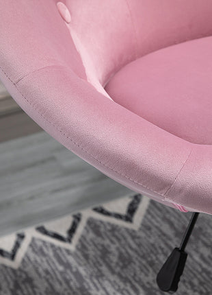 Modern Makeup Vanity Chair Round Tufted Swivel Accent Chair with Chrome Frame Height Adjustable, Pink