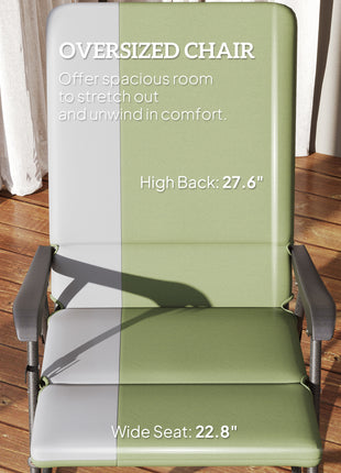 Outdoor Rocking Chairs Set of 2, Folding Rocking Chair Set, 400 lbs. Capacity, Wide Seat, Padded High Back, Dark Green