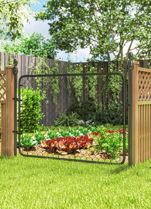 Garden Gate Chain Link Fence Gate, Galvanized Steel Garden Door for Yard Entrance Way, 47.2 x 70.9 in., Black
