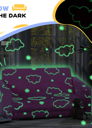 Couch with Glow in the Dark Cloud Pattern, Washable Cover, Pink