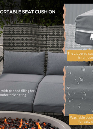 Wicker Adirondack Chair for 2 with Cushions & Footrests, PE Rattan Double Chaise Lounge Chair, Fire Pit Chair for Porch with High-back, Wide Armrests, Mixed Gray