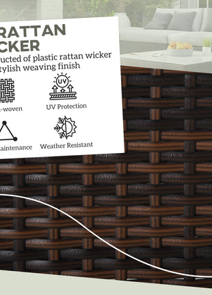 2 Piece Wicker Outdoor Ottomans with Cushions, Rattan Ottoman Footrest and Side Table for Patio, Yard, Poolside, Cream