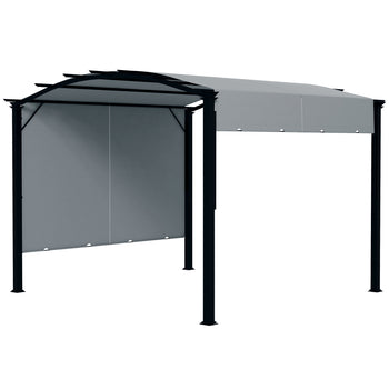 11' x 11' Outdoor Retractable Pergola with Canopy for Backyard, Gray
