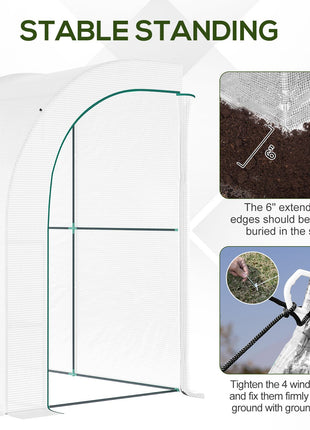 10' x 5' x 7' Outdoor Walk-In Greenhouse, Plant Nursery with Zippered Doors, PE Cover and 3 Wire Shelves, White